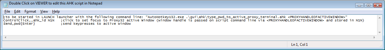 Fig.4 Executing VIEWER launcher shows AHK script code in the Notepad