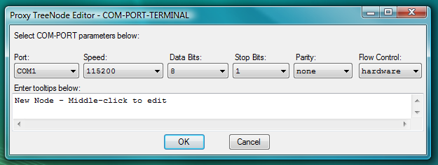 Fig.66. Dialog to add new COM-PORT-TERMINAL launcher (this launcher will use COM-PORT client that is built-in into Proxy32 terminal).