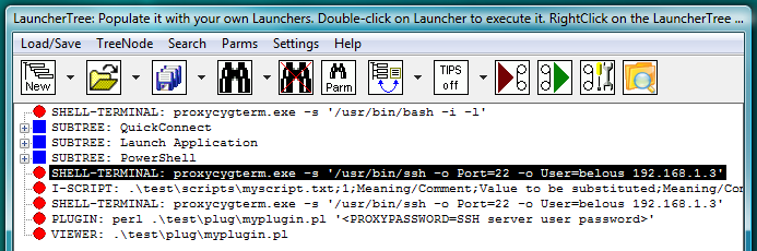Fig.30. PLUGIN and I-SCRIPT launchers on the LauncherTree are not modified. Modifications are made only to the files to which launchers are referring.