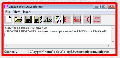 Fig.19. Edit and save content of I-SCRIPT script file in Proxy32 built-in script editor.