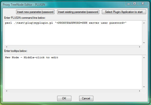 Fig.15. Dialog to add new PLUGIN launcher with command line designed to start perl interpreter and give it path to the file with PLUGIN perl code.