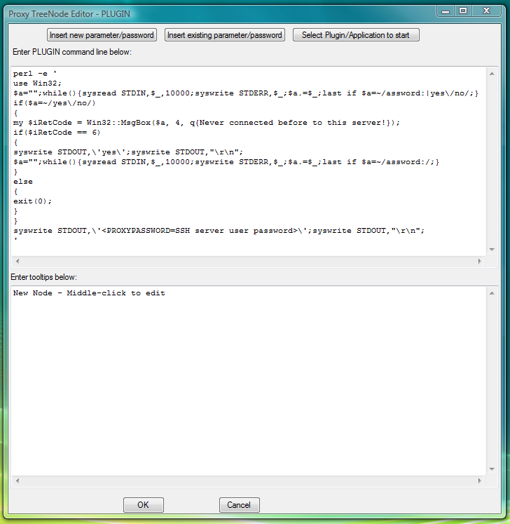 Fig.7. Dialog to add new PLUGIN launcher with command line designed to complete CYGWIN OpenSSH ssh/sftp login by sending password at password prompt into terminal.