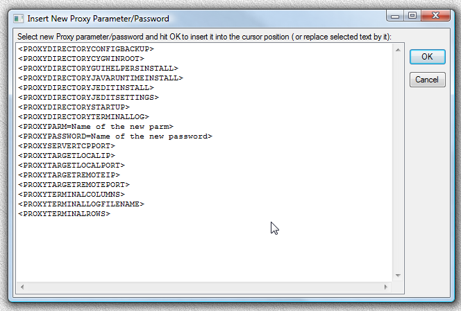 Fig.24. Dialog window Insert new parameter/password.