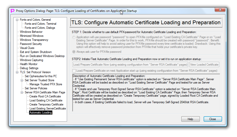 TLS Configure Automatic Certificate Loading and Preparation