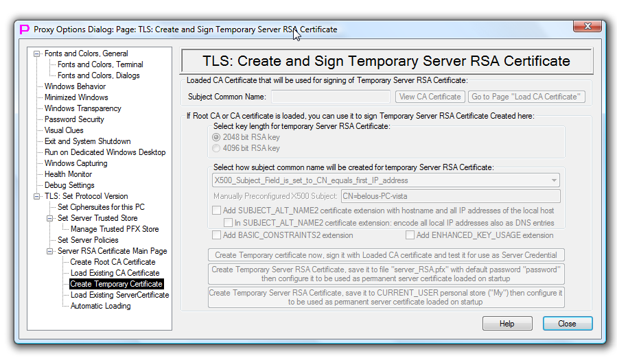 TLS Create and Sign Temporary Server RSA Certificate