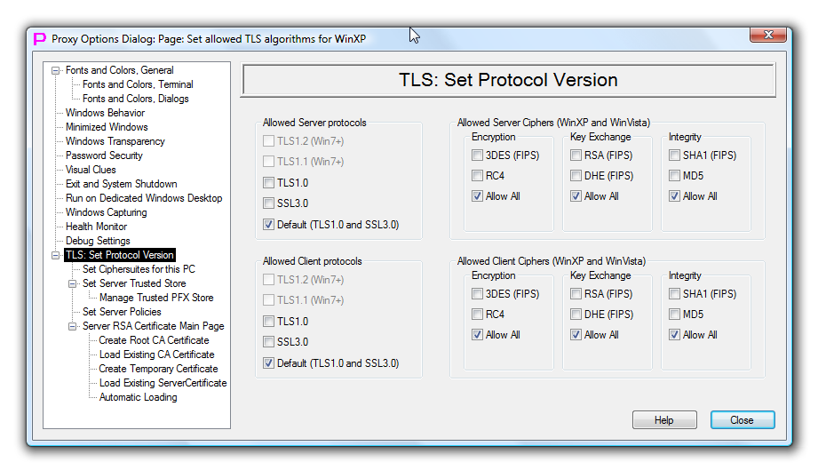 TLS Set Protocol Version
