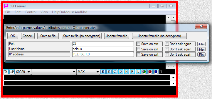 Fig.9. Populated dialog window for parametrized launcher 1.