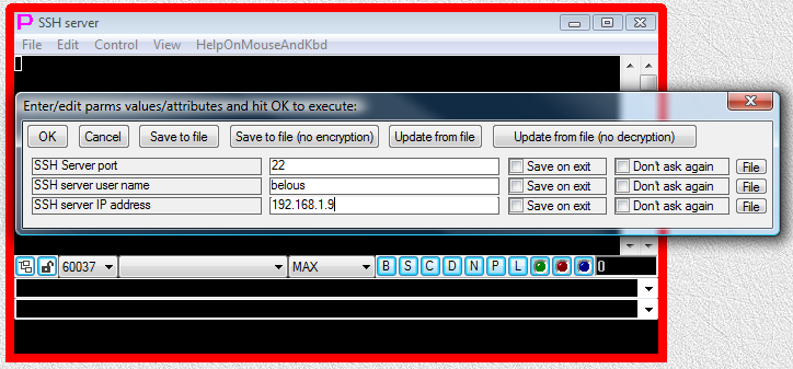 Fig.10. Populated dialog window for parametrized launcher 2.
