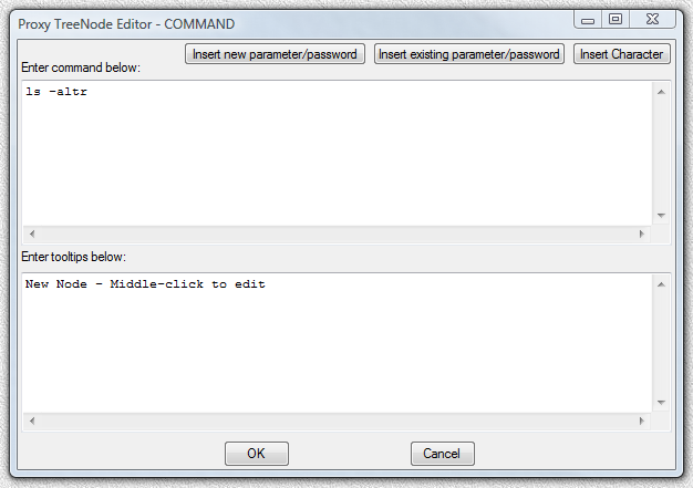 Fig.28. Proxy32 TreeNode Editor dialog window for creation of COMMAND launcher.