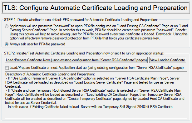 Configure certificate automatic loading on startup