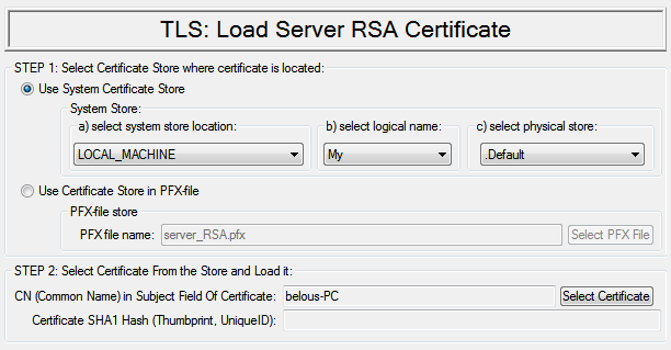Load existing server certificate