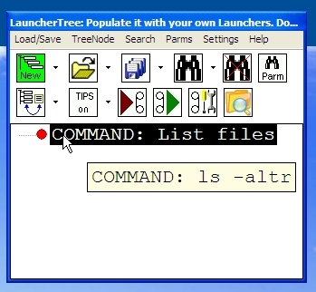 Fig.9. Launcher is represented on the tree by its name, tooltip displays configuration