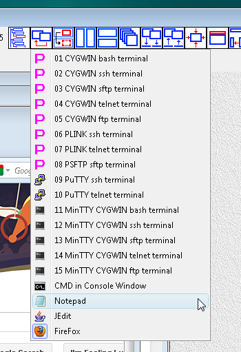 Fig.10. List of windows running in the current workspace