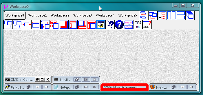 Fig.18. Automatic layout of minimized windows at the bottom from left to right (default)