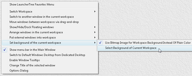 Fig.37. Popup menu of the main window, Submenu "Set background of the current workspace"