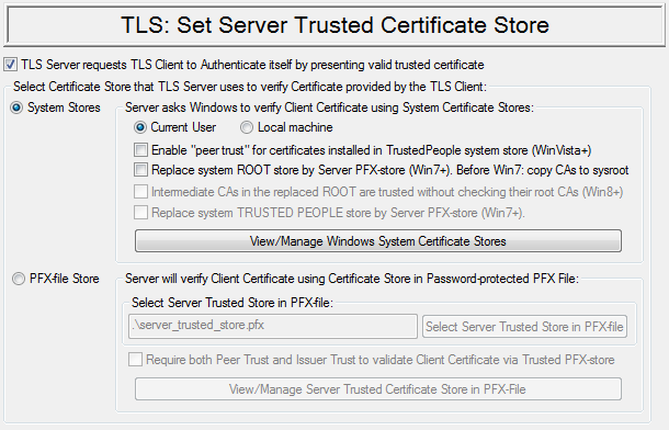 Set server trusted store
