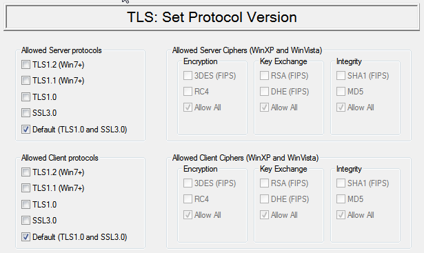 Set TLS protocol version